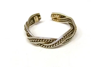 Handmade 925 Solid Sterling Silver Twisted Patterned Toe Ring - 4 mm Wide - Picture 1 of 7