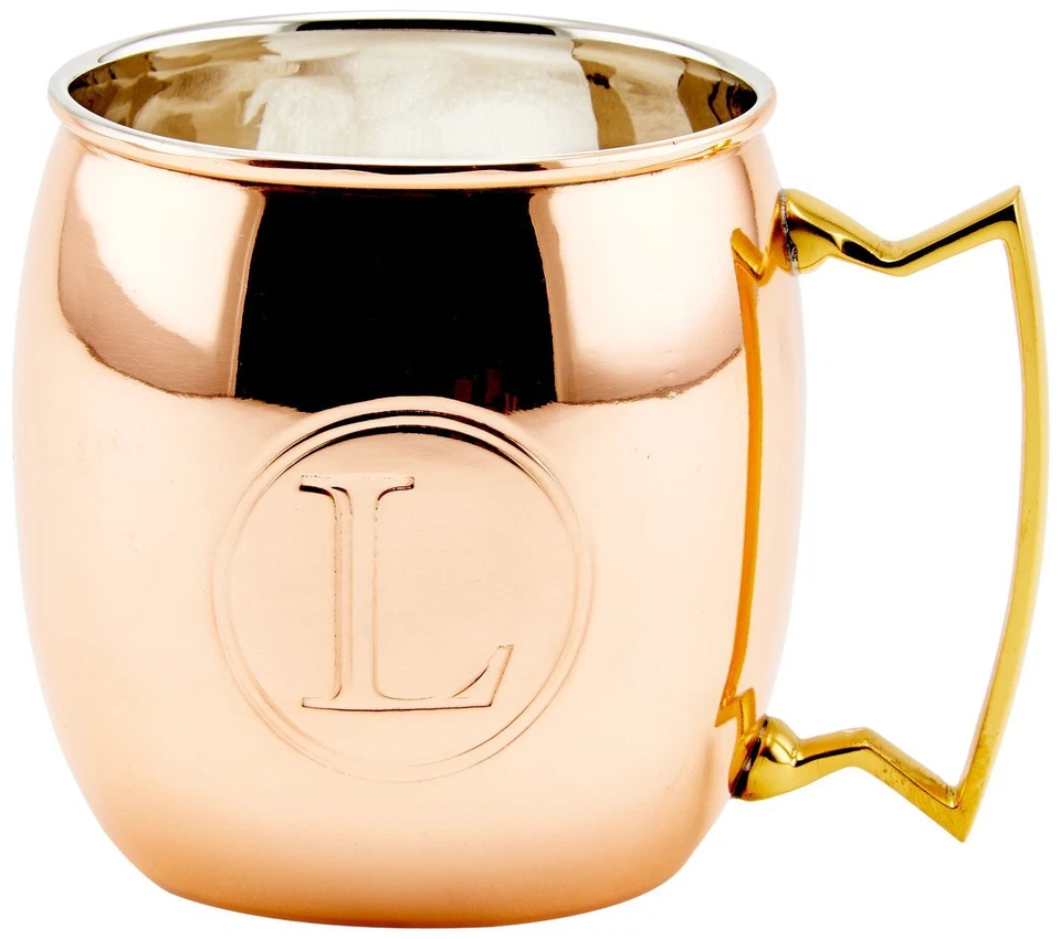 Old Dutch 16 унций Московская кружка-мул из цельной меди с монограммой, L - Изображение 1 из 1