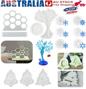 Silicone Christmas Jewelry Pendant Resin Casting Mold Epoxy Xmas Mould Craft AU - Picture 1 of 19