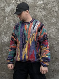 Tundra Canada Vintage Men’s XL Coogi Style Multicolor 3D Knit Sweater - Picture 1 of 23