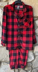 Fleece Pajamas Set 3X 22/24W Black Red Plaid Top & Bottom 2XL XXL Super Soft NEW - Picture 1 of 11