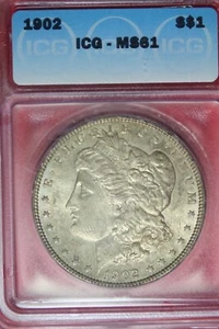 1902 - ICG MS61 MORGAN SILVER DOLLAR #B43612 - Picture 1 of 2