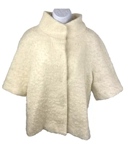 Chaqueta de invierno chal Milly of New York para mujer mezcla de lana de lino marfil a presión M - Imagen 1 de 12