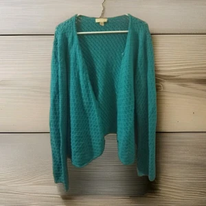 Appleseeds Women's XL Teal knit Cardigan Sweater Button Up Flaw See Description - Picture 1 of 8