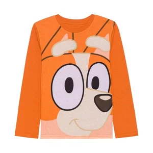 Bluey Bingo Kinder T-Shirt Jungen XXS Orange Langarm Grafik Lustig Stretch Neu mit Etikett - Bild 1 von 7