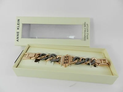 Brazalete de metal de aleación Anne Klein para mujer en tono oro negro y rosa para Apple WAtch Foto 1 de 4