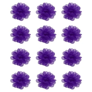 12 piezas apliques de flores de tela de costura de flores de gasa de 2" para manualidades púrpura oscuro - Imagen 1 de 7