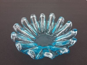Vintage MCM 14 Finger Süßigkeiten Schmuck Schale Schüssel Aqua Blau Glas - Bild 1 von 4