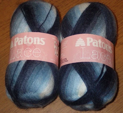 Lote de 2 madejas, patones hilo de encaje 3 oz, 498 yardas, etiquetas arrugadas 33129 porcelana Foto 1 de 3