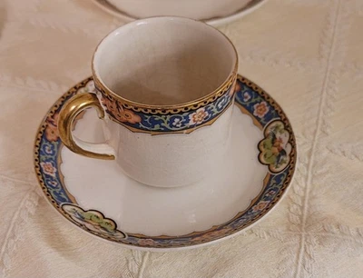 1896 Antique John Maddock & Sons Royal Vitreous Demitasse Tea Cup & Saucer Duo - image 1 of 4
