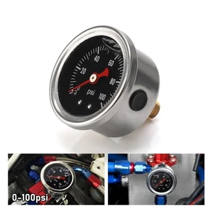 18 Inch NPT Thread Fuel Pressure Gauge 0 100 PSI Filled For Motorcycles SUVs - Picture 1 of 9