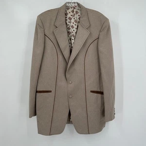 Prestige West Herren Western Blazer Größe M hellbraun zweifarbig paspeliert Cowboy Jacke USA - Bild 1 von 12