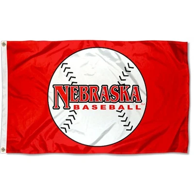 Bandera de béisbol Cornhuskers de la Universidad de Nebraska 3x5 pies Foto 1 de 4