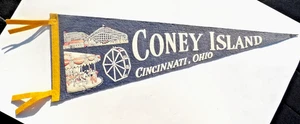 GRAN LETRERO BANDERÍN publicidad vintage CONEY ISLAND CINCINNATI OHIO diversión - Imagen 1 de 6