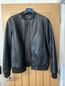 Porter + Ash Black Faux Leather Biker Jacket Size Large - Picture 1 of 3
