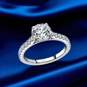 Bridal Wedding Ring 1.20 Ct IGI Lab Grown Round Cut Diamond Solid 14K White Gold - Bild 1 von 12