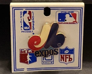 Vintage 1985 MONTREAL EXPOS Peter David Enamel Lapel PIN NEW OLD STOCK & CARD - Picture 1 of 3