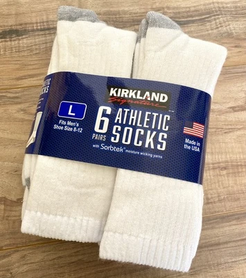 Kirkland Para Hombre L Calcetines Atléticos 6pk Mezcla de Algodón Zapato Talla 8-12 #976472 EE. UU. NUEVO Foto 1 de 4