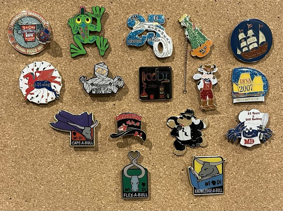 Lot of 16 Destination Imagination Trading Pins Enamel - Image 1 of 3