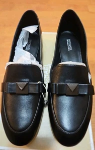 Michael Kors Women's Caroline Leather Loafers Black w/ Bow Sz 8.5 New - Picture 1 of 7