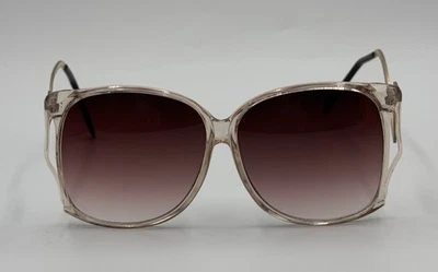 Óculos de sol vintage Opti-Ray marrom lentes degradê braços de metal anos 1980 oval - Imagem 1 de 4