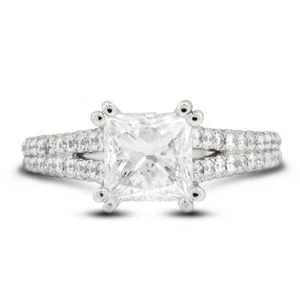 Akzentring 3,52 kt G VS1 Princess-Schliff natürliche zertifizierte Diamanten Weißgold - Bild 1 von 11