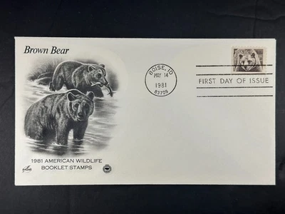 1981 Brown Bear 18c FDC Boise Idaho American Wildlife Booklet Stamp Cover a712 - Image 1 of 2