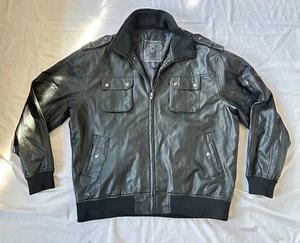 Jordan Craig Outerwear Jacke Herren Large Moto Bomber Kunstleder Schwarz - Bild 1 von 6
