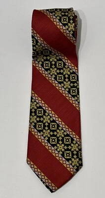 Винтажный мужской галстук Haband's в полоску геометрический причудливый стильный Swag 54 дюйма x 3,5 дюйма - Изображение 1 из 4