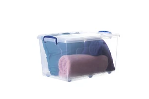 Superio 44 Quart Deep Clear Plastic Stackable Wheeled Storage Container with Lid - Picture 1 of 6