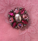 Vtg Pink Acrylic Gemstones Brooch Pin Costume Fashion Christmas Gift Bride Gift