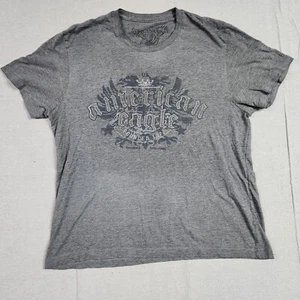 American Eagle Shirt Mens Large Gray Short Sleeve Graphic Spell Out Pullover - Picture 1 of 12