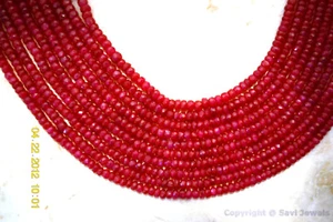 Rondelle facetada de rubí de 3-4,5 mm (50 cuentas de piedras preciosas preciosas) seleccionar tamaño "A" - Imagen 1 de 2