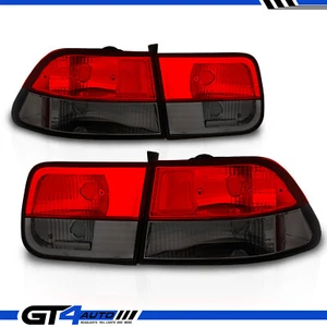 1996-2000 For Honda Civic 2DR Coupe Smoke Red Crystal Tail lights Brake Pair - Picture 1 of 4