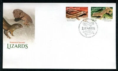 Norfolk Island Lizards 2021 (estampillas engomadas) FDC - Isla Norfolk 2899 PMK Foto 1 de 2