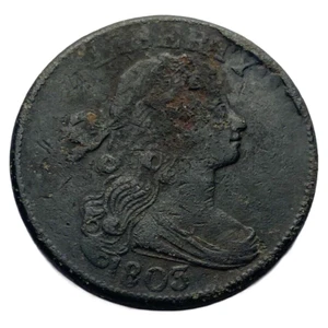1803 Drapierte Büste großer Cent frühes Datum gute Details historisch antik original - Bild 1 von 3