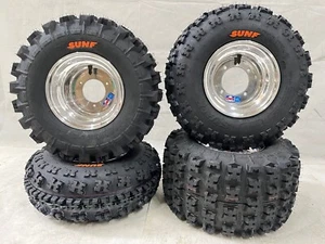 Honda TRX70 DWT Polished Front Rear Rims Sunf Tires A027  19x7-8 18x10.5-8 - Picture 1 of 3