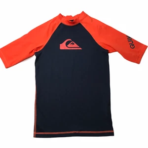 Quicksilver Kid's Youth Rash Guard Shirt. Long 3/4 Sleeve. Blue Orange Kid's Lg - Picture 1 of 9