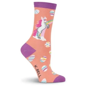Huevos Unicornio Mujer Calcetines Crew Talla 9-11 Coral K Campana Arco Iris Huevo Moda Nuevos - Imagen 1 de 1