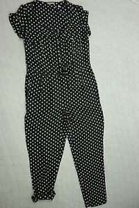 JIGSAW black white polka dot 100% silk pants jumpsuit romper playsuit size 8 EUC