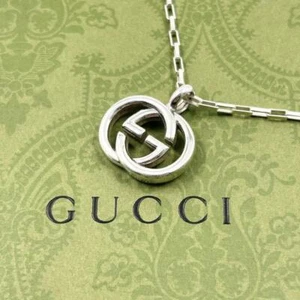 Gucci interlocking pendant GG logo sterling necklace silver 925 Near Mint Japan - Picture 1 of 7