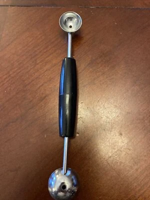 Bailarina de melón vintage EKCO EE. UU. mango negro doble cabeza 3/4" 1 1/4" cucharada de bola Foto 1 de 4