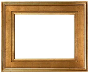 9 X 12 CONTEMPORARY PANEL BROKEN GOLD LEAF 3 1/2" WIDE STANDARD PICTURE FRAME - Picture 1 of 3