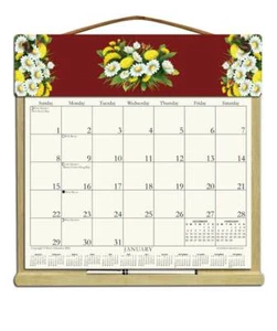 DAISIES ON RED CALENDAR HOLDER - REFILLABLE EVERY YEAR! - Picture 1 of 1