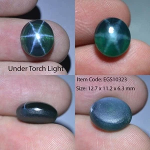10,35 quilates 12,7 x 11,2 mm zafiro estrella verde 6 rayos laboratorio corindón VDO EGS10323 - Imagen 1 de 6