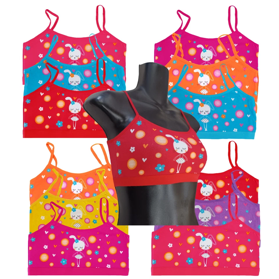 6 PK Girl's Training Bra Breathable 100 Cotton Teen Beginners Size 8 -12