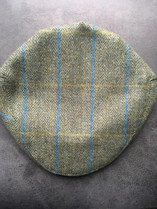 Hecho en el Reino Unido 100% lana recubierto de teflón tapa plana M-XXL forrado verde azul cheque - Imagen 1 de 2