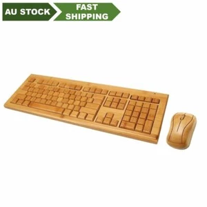 Bamboo Wooden Keyboard&Mouse Combo Wireless 3 areas Multimedia Eco Friendly - Picture 1 of 7