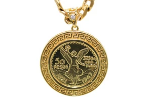 Small Centenario Pendant with Necklace Gold Filled NEW 50 Pesos Mexican Eagle - Picture 1 of 3