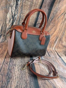 Coach Mini Bennett Pink Brown Color Lock Shoulder Bag Satchel Leather F26154 - Picture 1 of 16